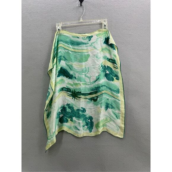 Vera Green White Outdoor Fisherman and Dog Print Silk Square Scarf - Picture 2 of 7